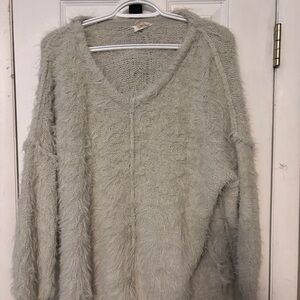Cozy light green fuzzy Women's Sweater